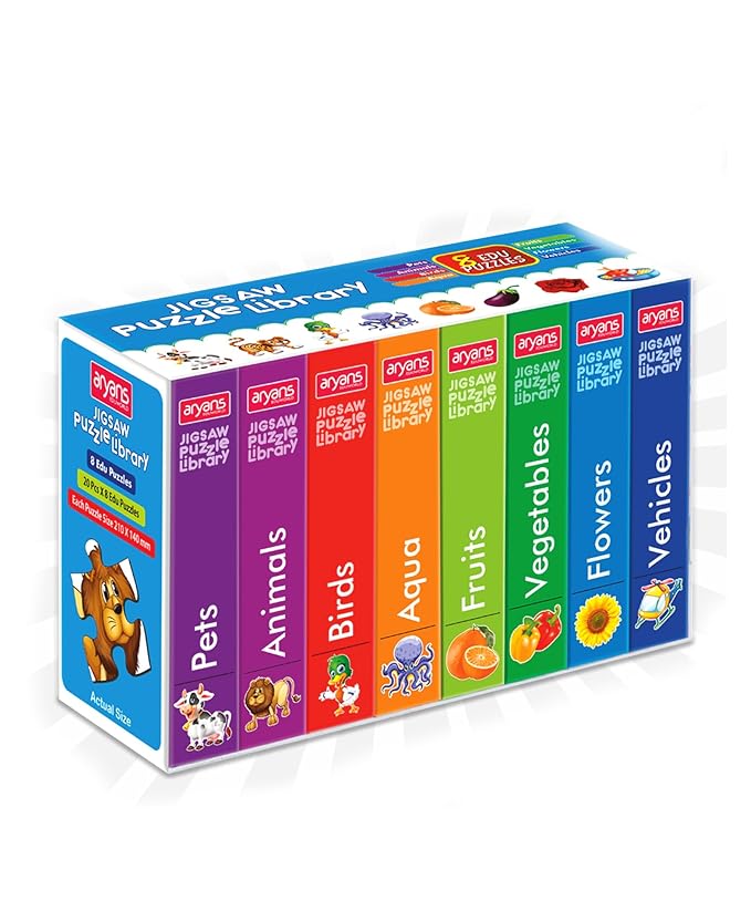 Aryans Eduworld Jigsaw Puzzle Library for Kids – Set of 8 Educational Subjects (160 Pieces)