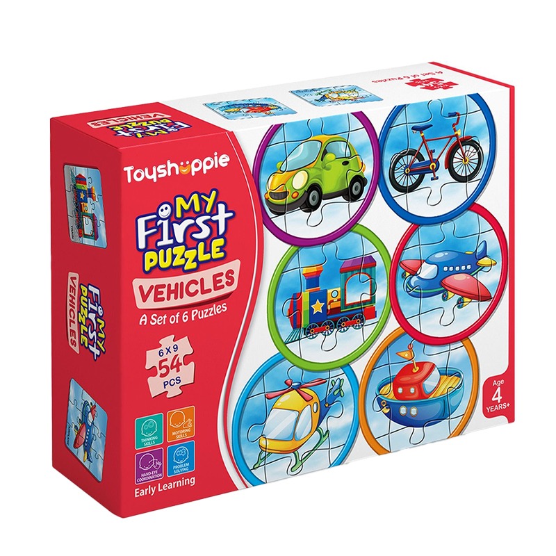 Aryans Eduworld My First Puzzle Vehicles for Kids – Set of 6 Educational Puzzles (54 Pieces)
