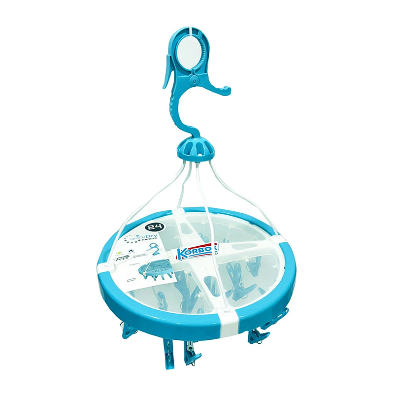 Quick Dry Plastic Cloth Drying Stand Hanger with 24 Clips/pegs, Baby Clothes Hanger Stand- Blue