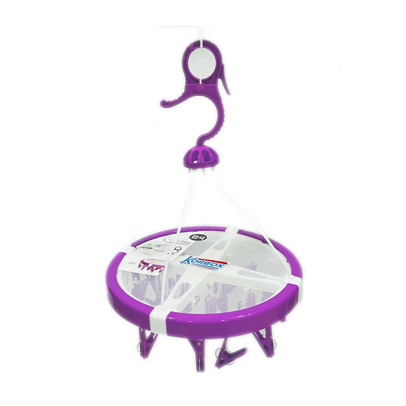 Quick Dry Plastic Cloth Drying Stand Hanger with 24 Clips/pegs, Baby Clothes Hanger Stand- Purple