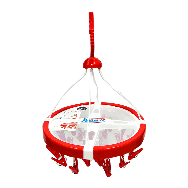 Quick Dry Plastic Cloth Drying Stand Hanger with 24 Clips/pegs, Baby Clothes Hanger Stand- Red
