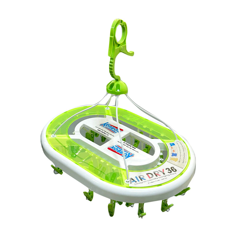 Plastic Square Cloth Drying Stand Hanger with 36 Clips Pegs Baby Clothes Hanger Stand – Green