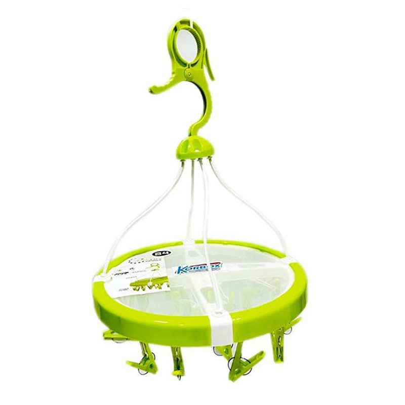 Quick Dry Plastic Cloth Drying Stand Hanger with 24 Clips/pegs, Baby Clothes Hanger Stand- Green