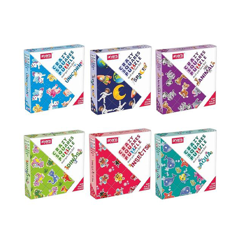 Crazy Square Puzzle – 6 Mix Design Fun Puzzles (54 Pieces, Single Pack)